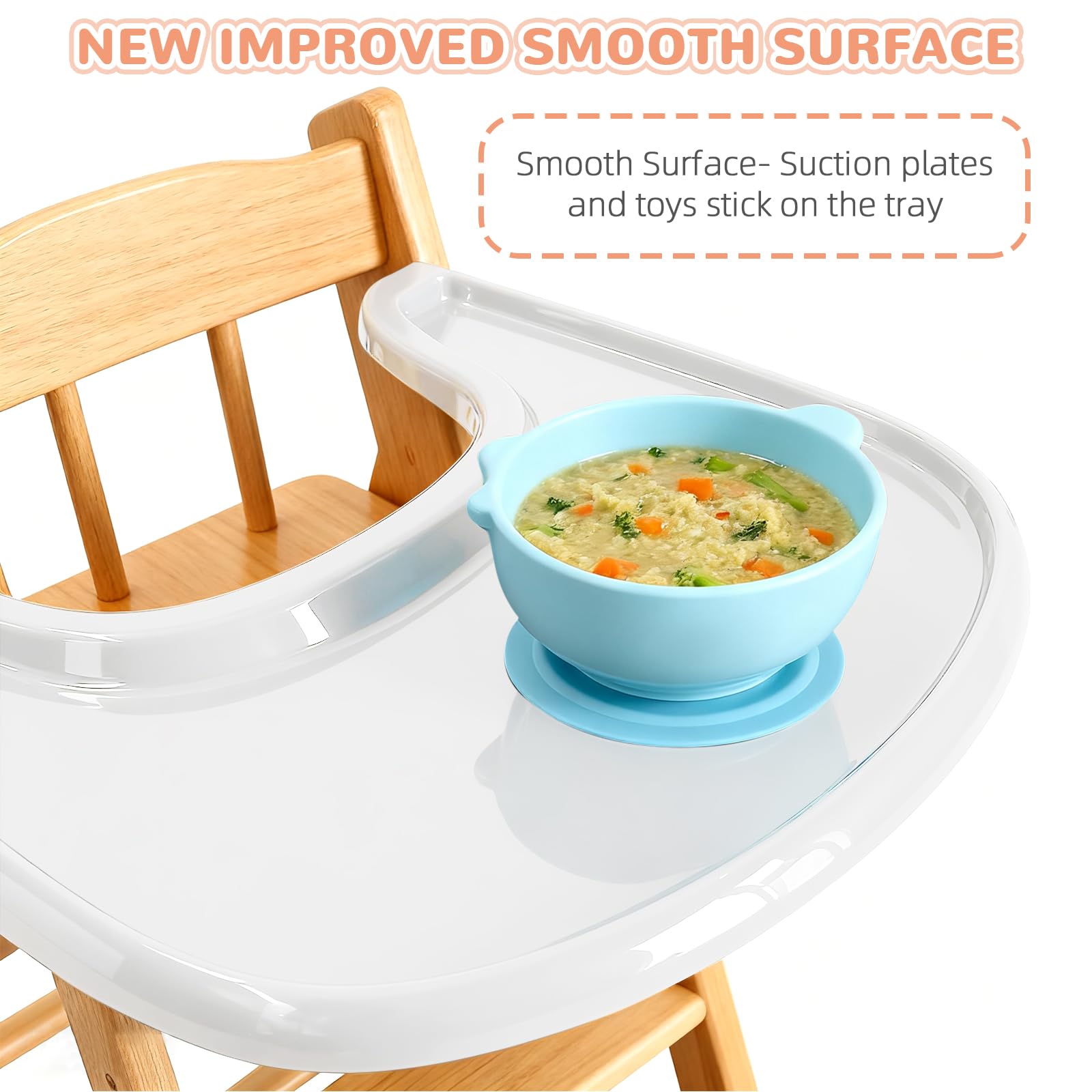 Vassoio compatibile con sedia Stokke Tripp Trapp, superficie liscia e forte assorbenza, 100% senza BPA, facile da montare, accessorio per seggiolone per bambini da 6 a 36 mesi, bianco
