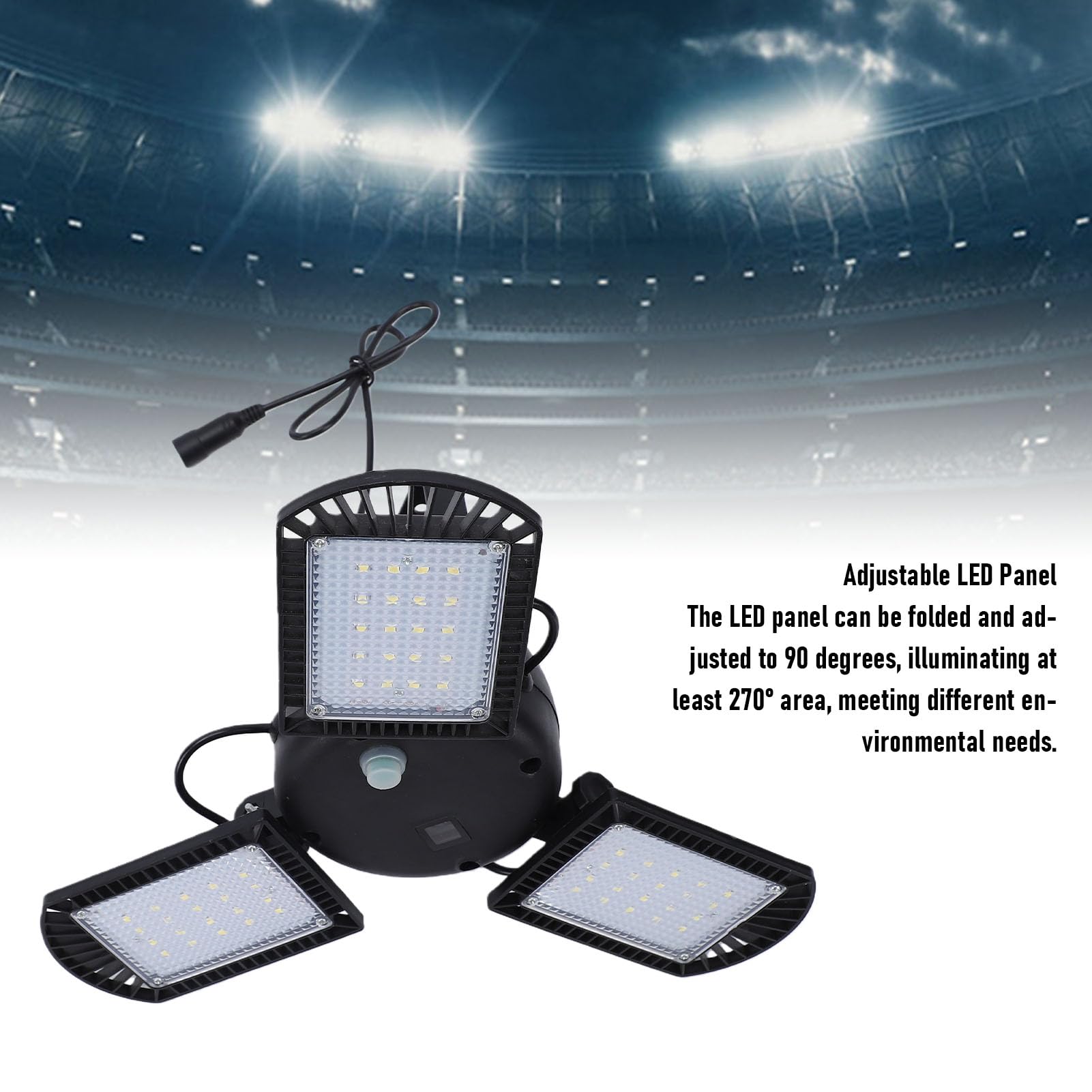 Fafeicy Luce Solare da Soffitto, 800 Flussi Luminosi con Telecomando, Pannelli Regolabili, Plafoniera LED per Garage, Batteria a Lunga Durata, per Fienile e Patio