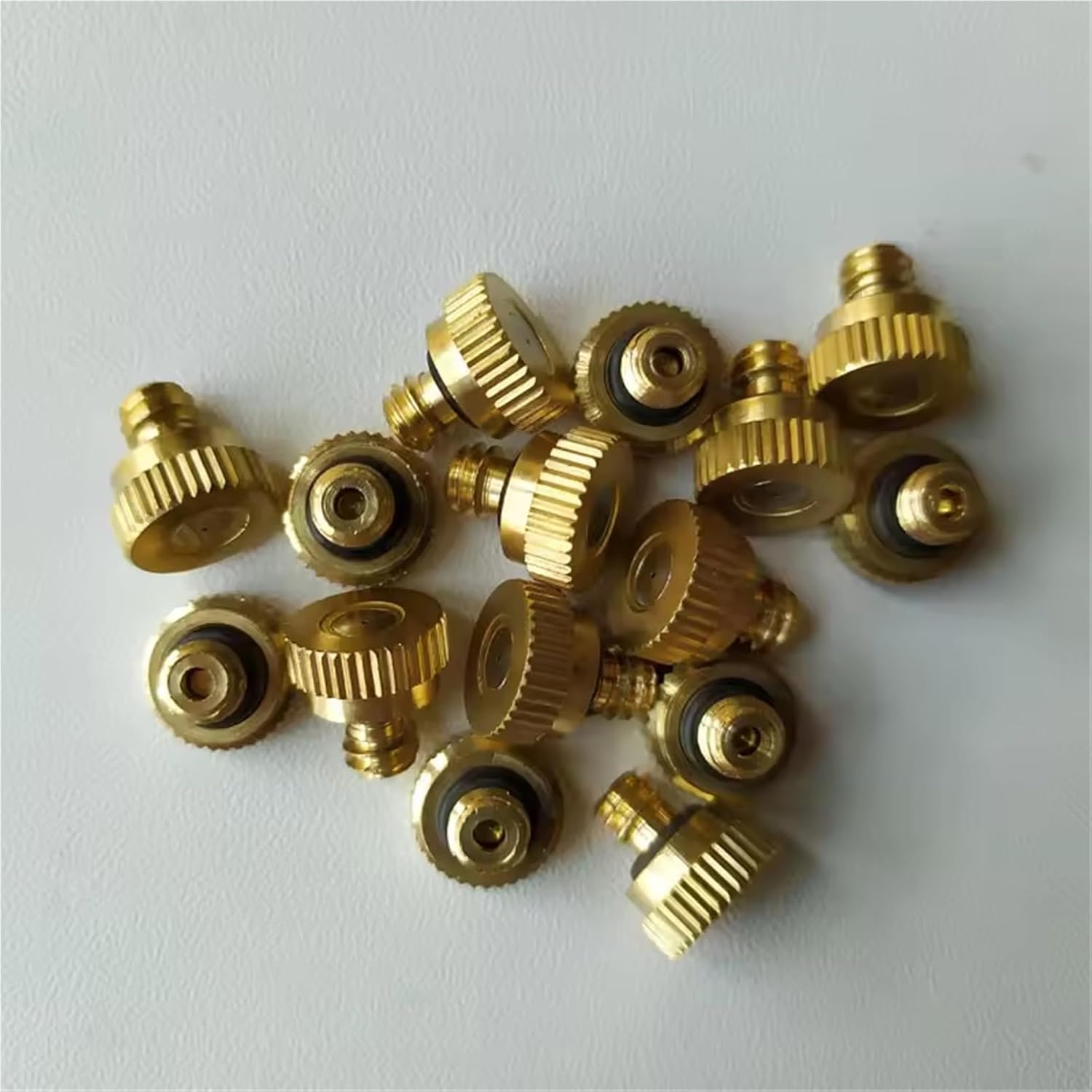 50Pcs Brass Irrigation Thread Mist Nozzle Low Pressure Misting Sprayer Water Nozzles for Dust Control Outdoor Cooling System(0.2mm)