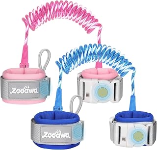Zooawa Toddler Leash 2Pack, Toddler Kids Harness Anti Lost Wrist Link with Magnetic Lock, Reflective Safety Walking Harness Wristband Leashes for 2,3,4 Years Old Boys Girls, Blue+Pink