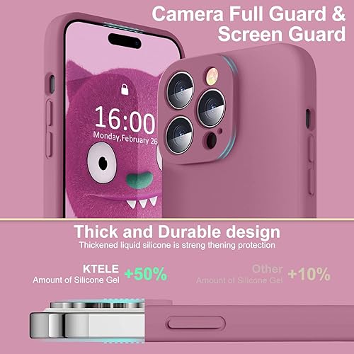 Miniatura 4 de Ktele Funda compatible con iPhone 14 Pro, silicona mejorada protección de cámara forro de microfibra suave Funda de goma de gel delgada de cubierta