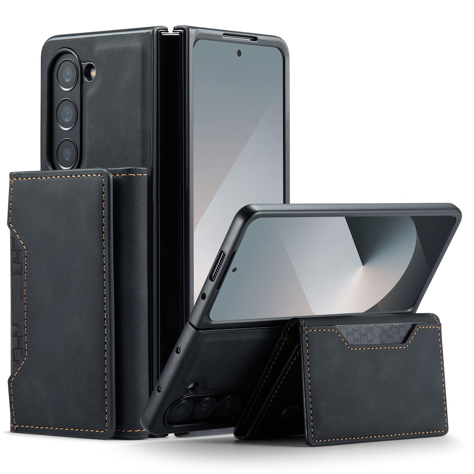 Custodia Magnetica For Samsung Galaxy Z Fold 8 Ultra, Cover In Pelle Business Retrò Con Funzione Cavalletto Custodia A Portafoglio Staccabile(Black)