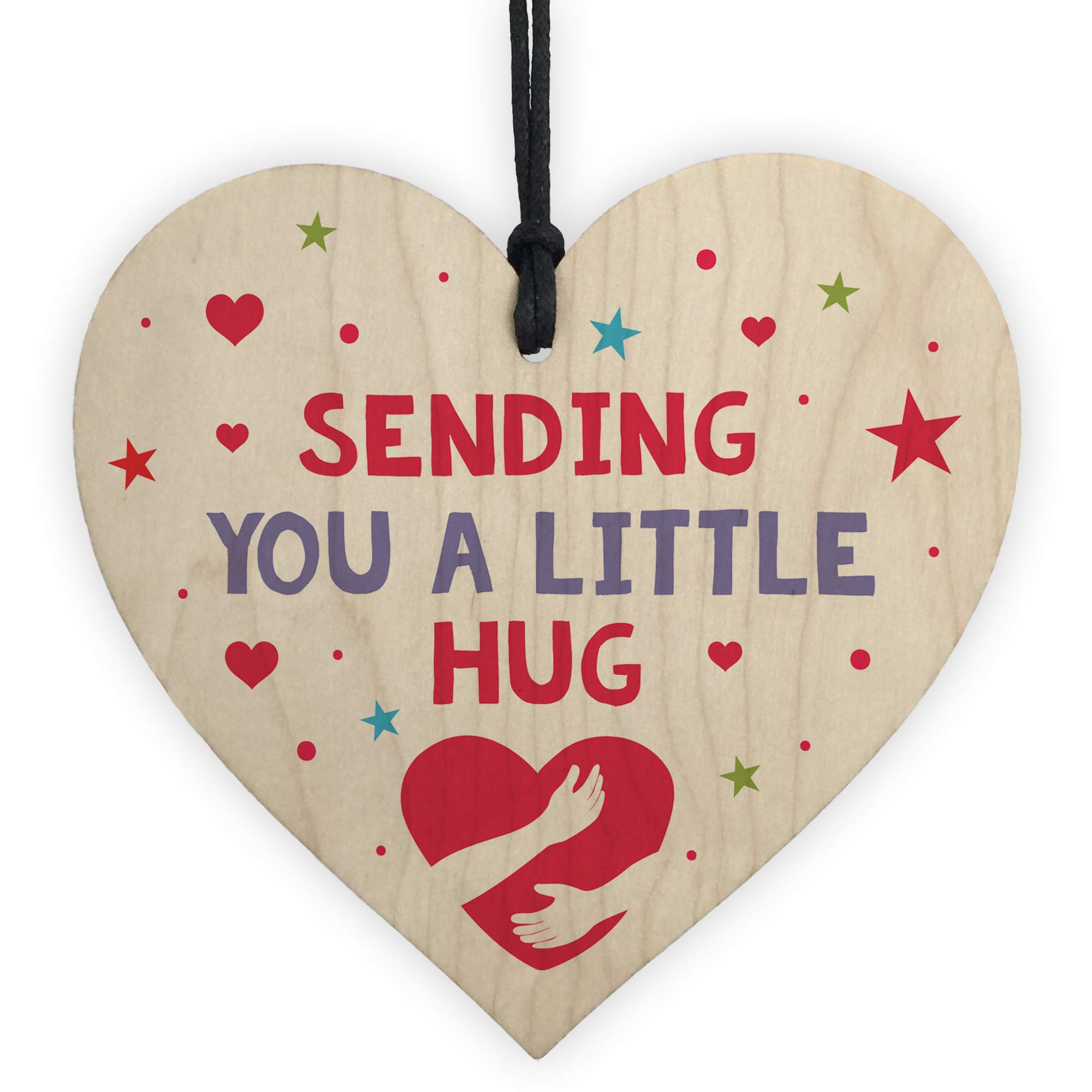 Red Ocean Multicolour Wooden Heart Hug Token Gift For Loved Ones In Need Of A Hug Friendship Keepsake Gift