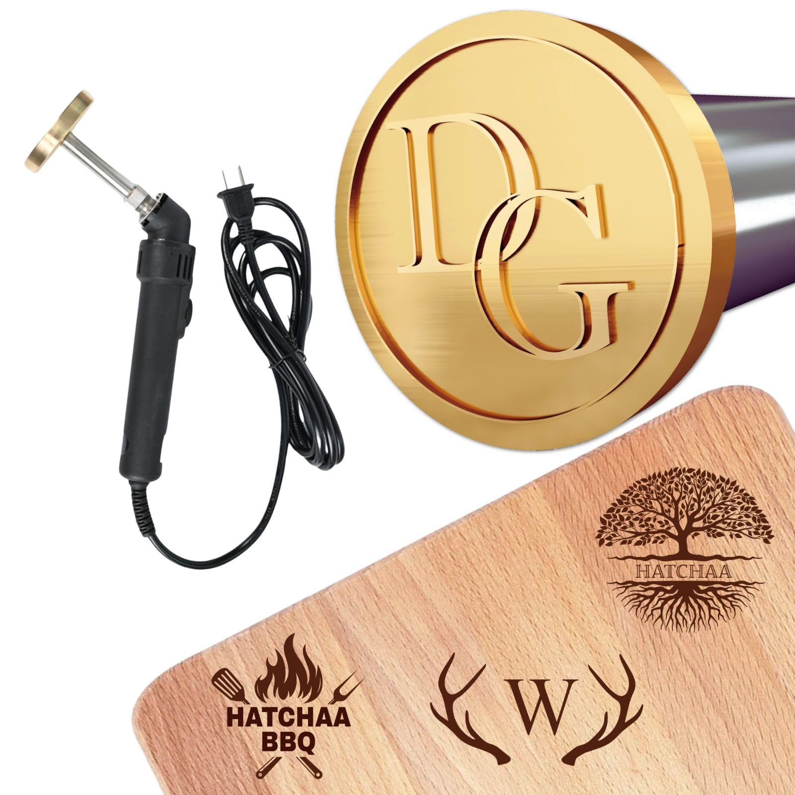 Hatchaa Custom Electric Branding Iron for Wood, Personalized Wood Branding Iron Leather Stamp, Adjustable Temperature Iron, Metal Branding Iron for