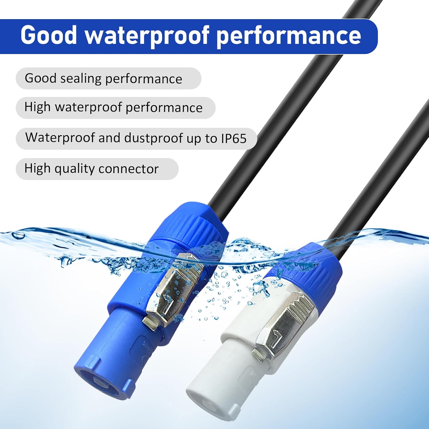 5 Pack PowerCon Power Cables 16AWG 3-Pin Power Extension Cords AC PowerCon Input to Output，Suitable for LED Screens, Beam Moving Head Lights, Stage Lighting, Audio-Visual Equipment, and More – 3 Feet
