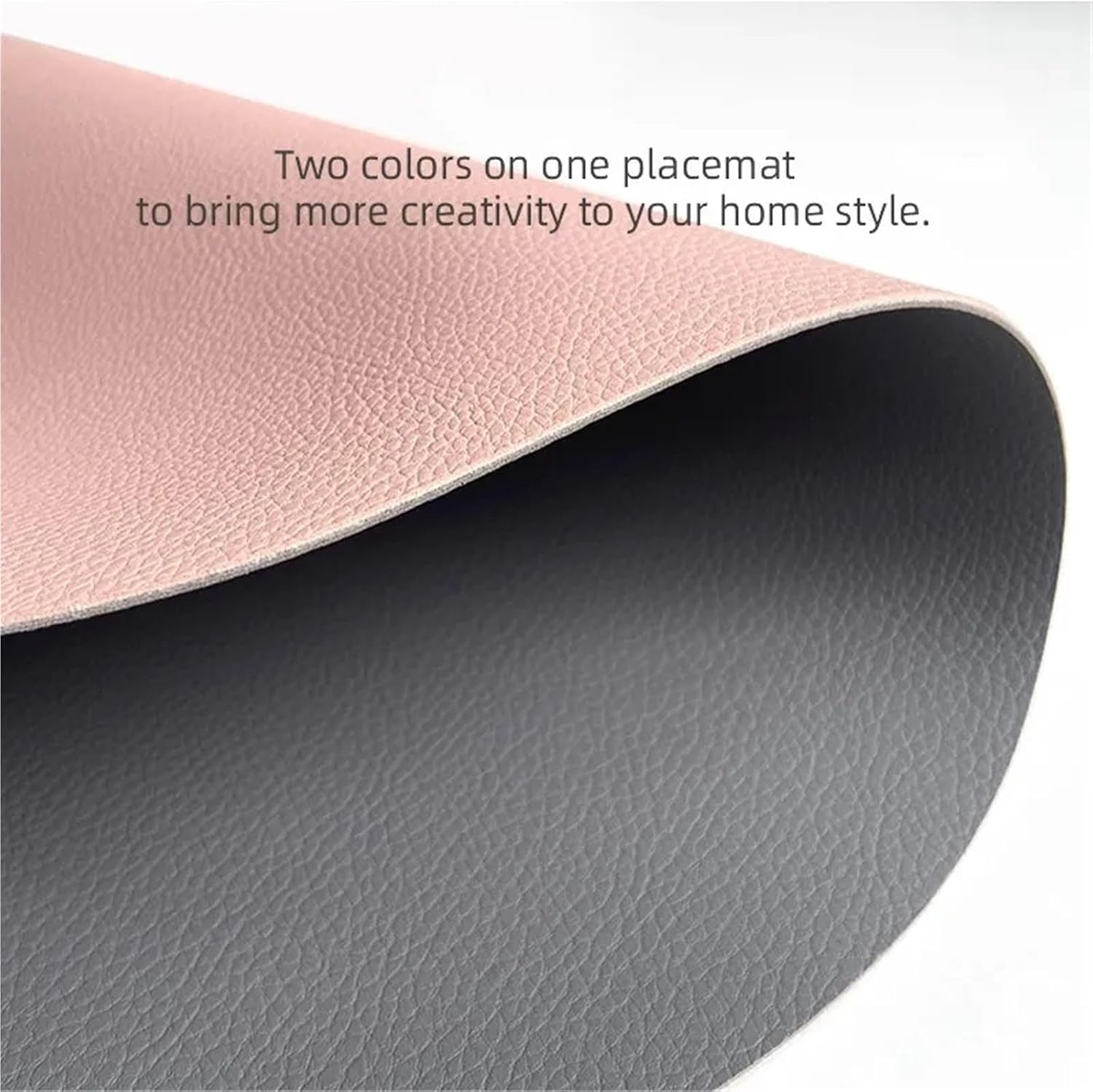 Oval Table Mat Double Sided Placemat Faux Leather Placemat Suitable for Kitchen Dining Coffee Table Chritmas Home Decor(DS Pink Grey,6pcs 30x44cm)