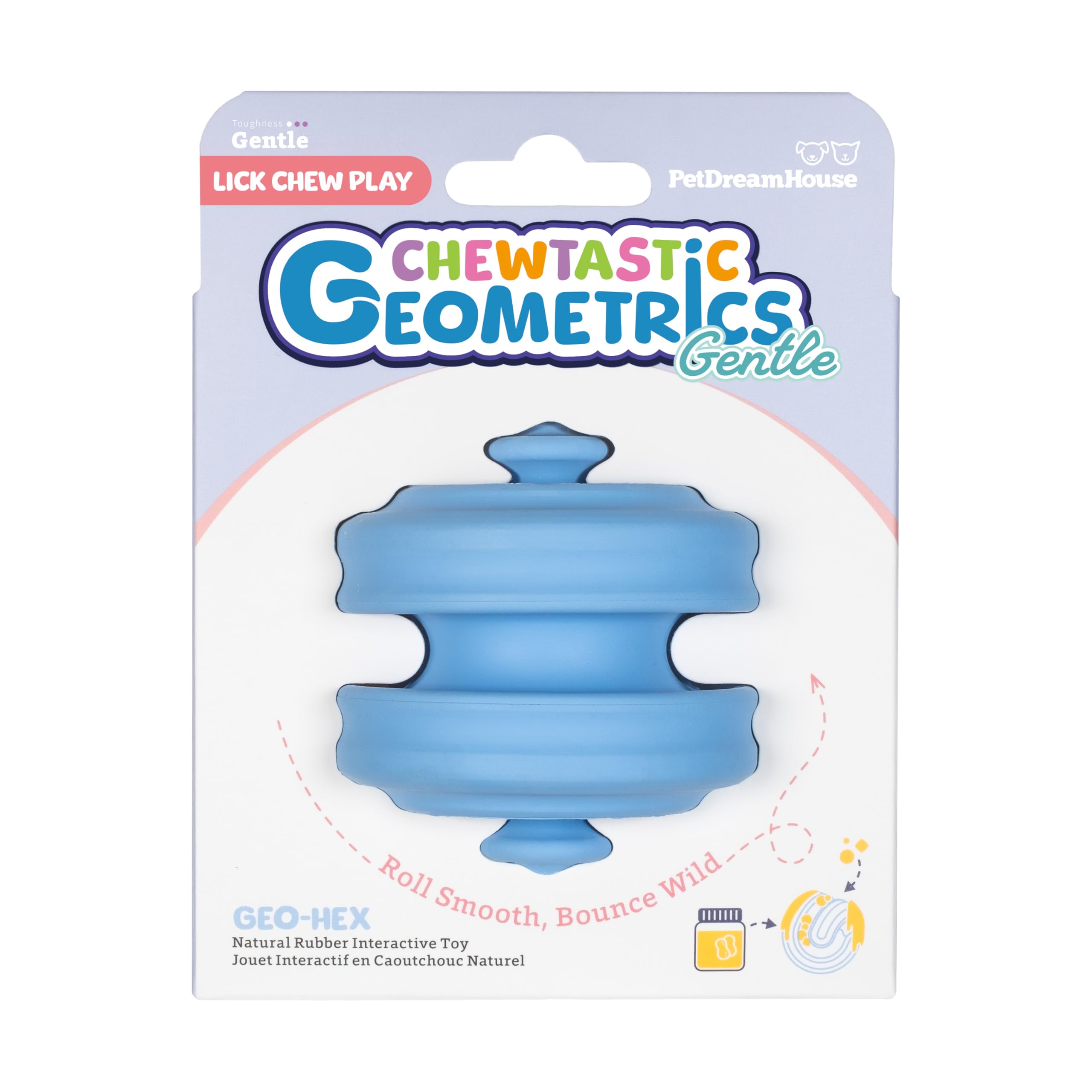 PetDreamHouse Geo-Hex Gentle Lickable Dog Enrichment Toy, Soft Calming Sensory Toy with Textured Grooves - Image 3