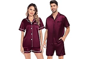 Satin Matching Pajamas Sets for Couples: Loungewear with Shorts