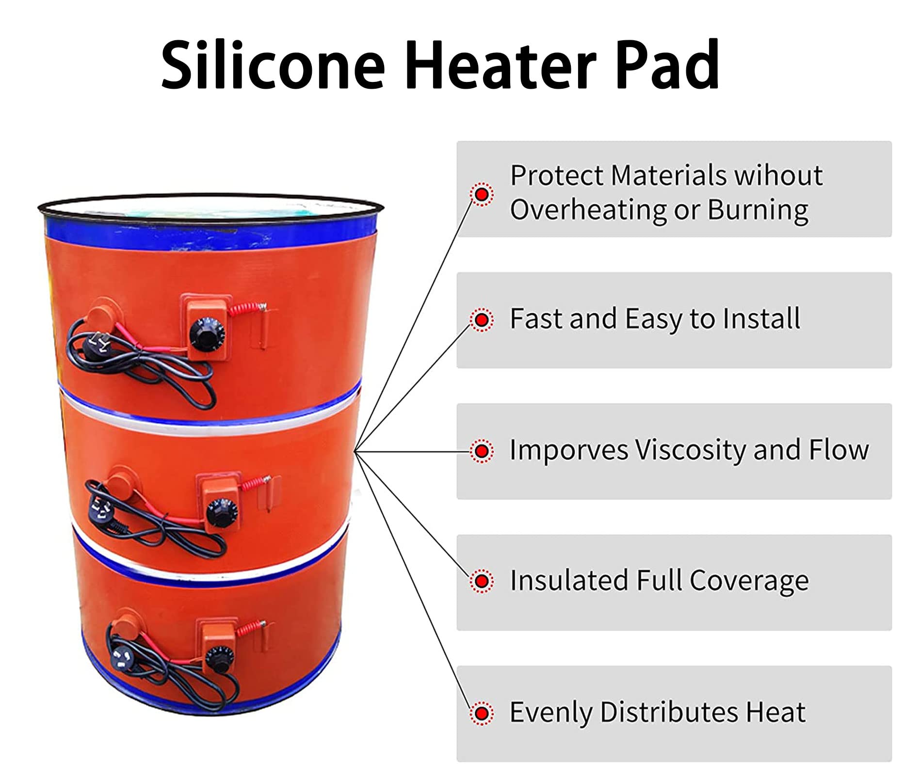 Amazon.com: Xanperex Oil Barrel Heating Belt Metal Drum Heater of Silicone  Rubber with Adjustable Rotary Thermostat 200L/53Gallon 2000W, Barrel Band  Heater Pail Heater for Heating and Heat Tracing : כלי עבודה ושיפוץ