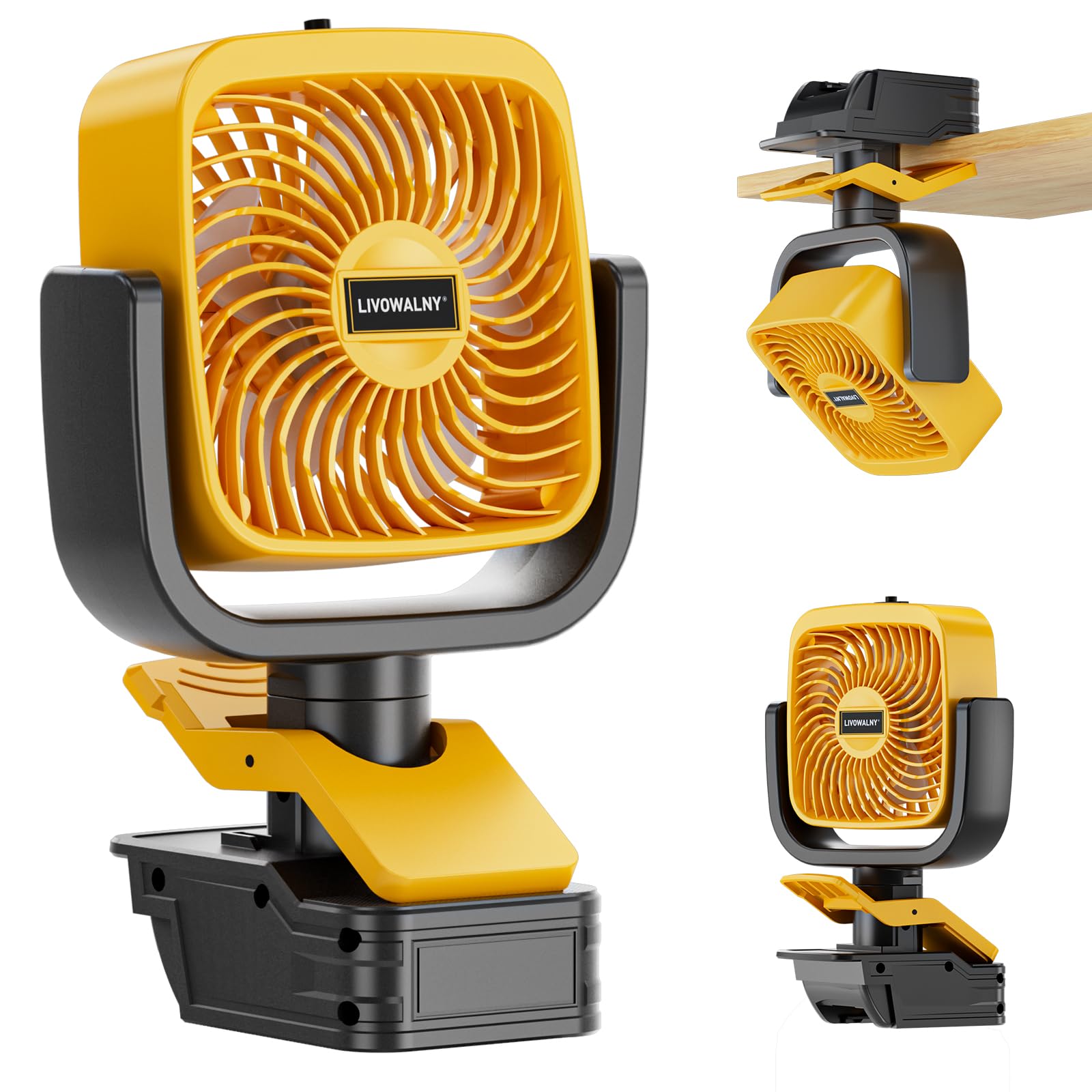 LIVOWALNY Clip Fan Compatible with Dewalt 20V Battery