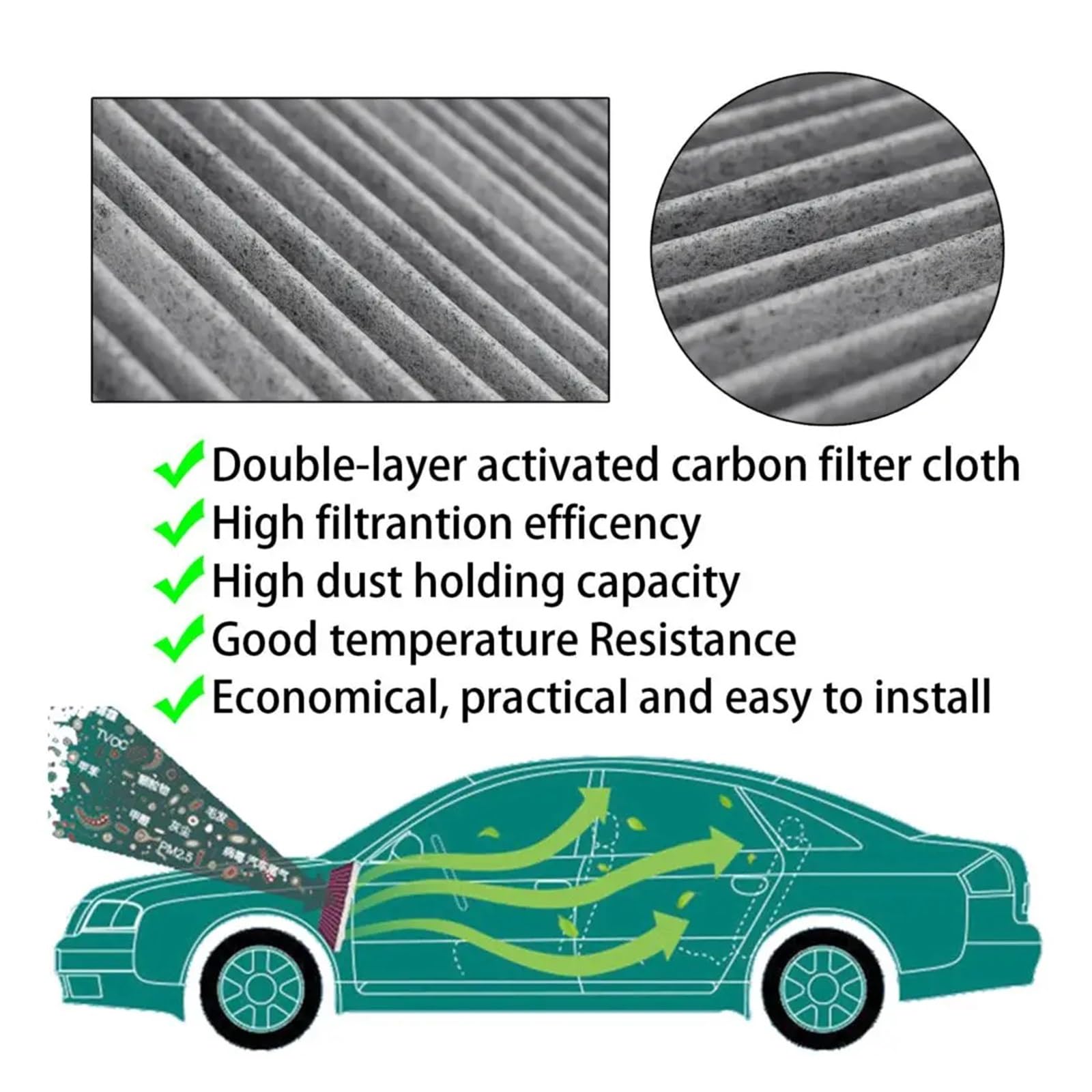 Filtro aria abitacolo antipolline for auto compatibile con BMW e MINI R55 R56 R57 R58 R59 R60 Clubman Countryman Coupe Paceman Roadster Convertible