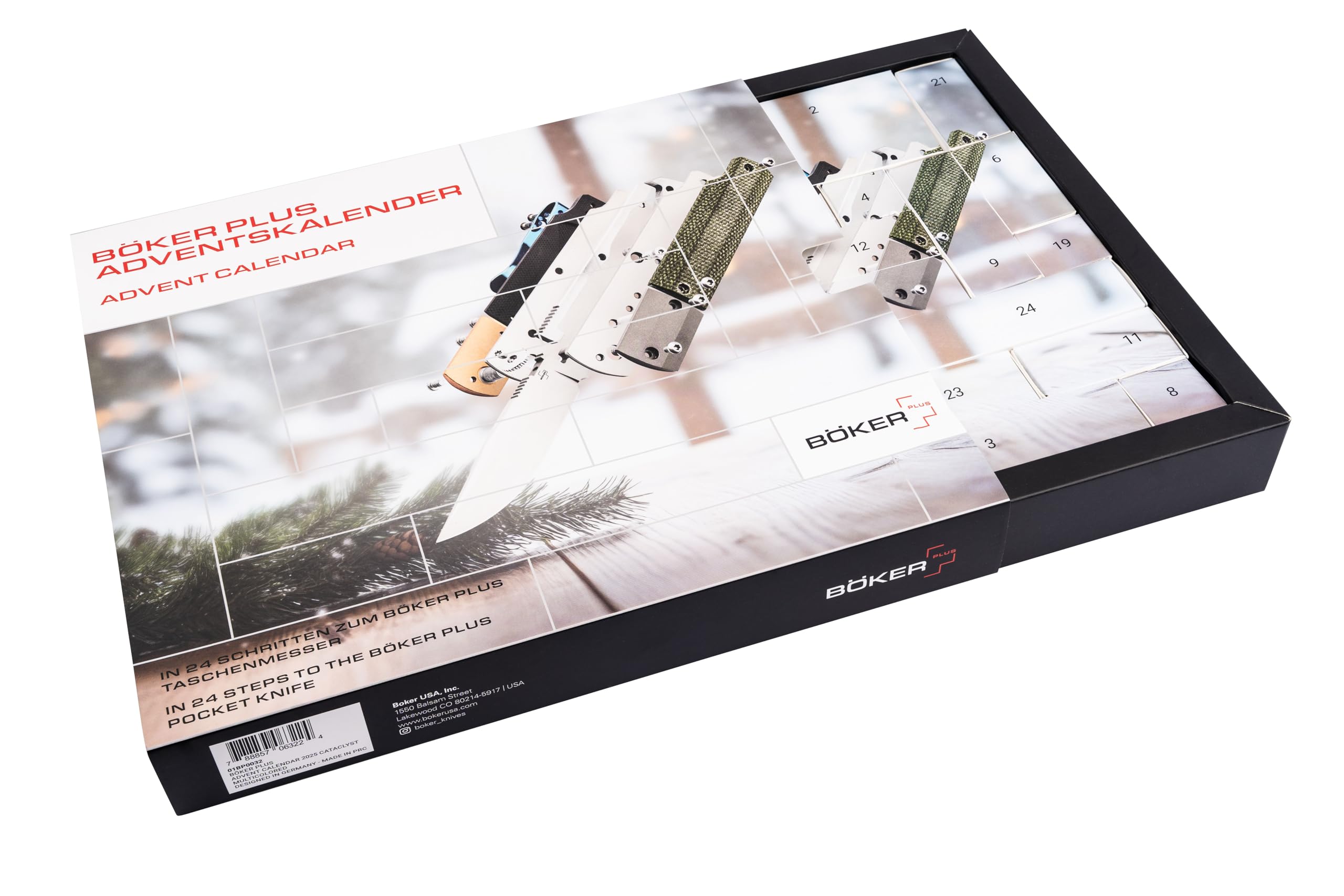 BÖKER PLUS® Adventskalender 2025 Cataclyst Messer Bausatz - hochwertiger Weihnachtskalender für Damen & Herren - DIY Taschenmesser Bauset - Erwachsenen Adventsgeschenk Klappmesser zum selber machen