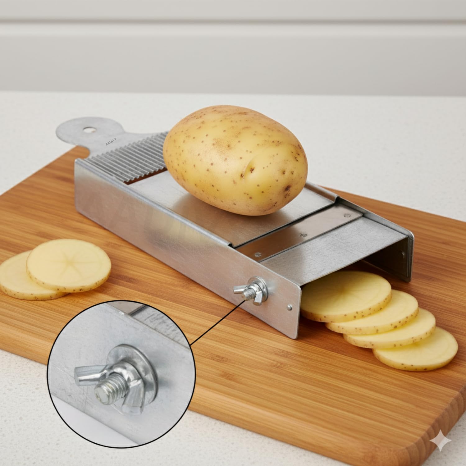 Potato Slicer, 2 in 1 Upgraded Adjustable Wafer Maker Machine Mandoline Food Slicer, Potato Chipser Vegetables, Onion, Carrot, Cucumber, Banana, Cabbage or Etc, Stainless Steel, Silver-image-17