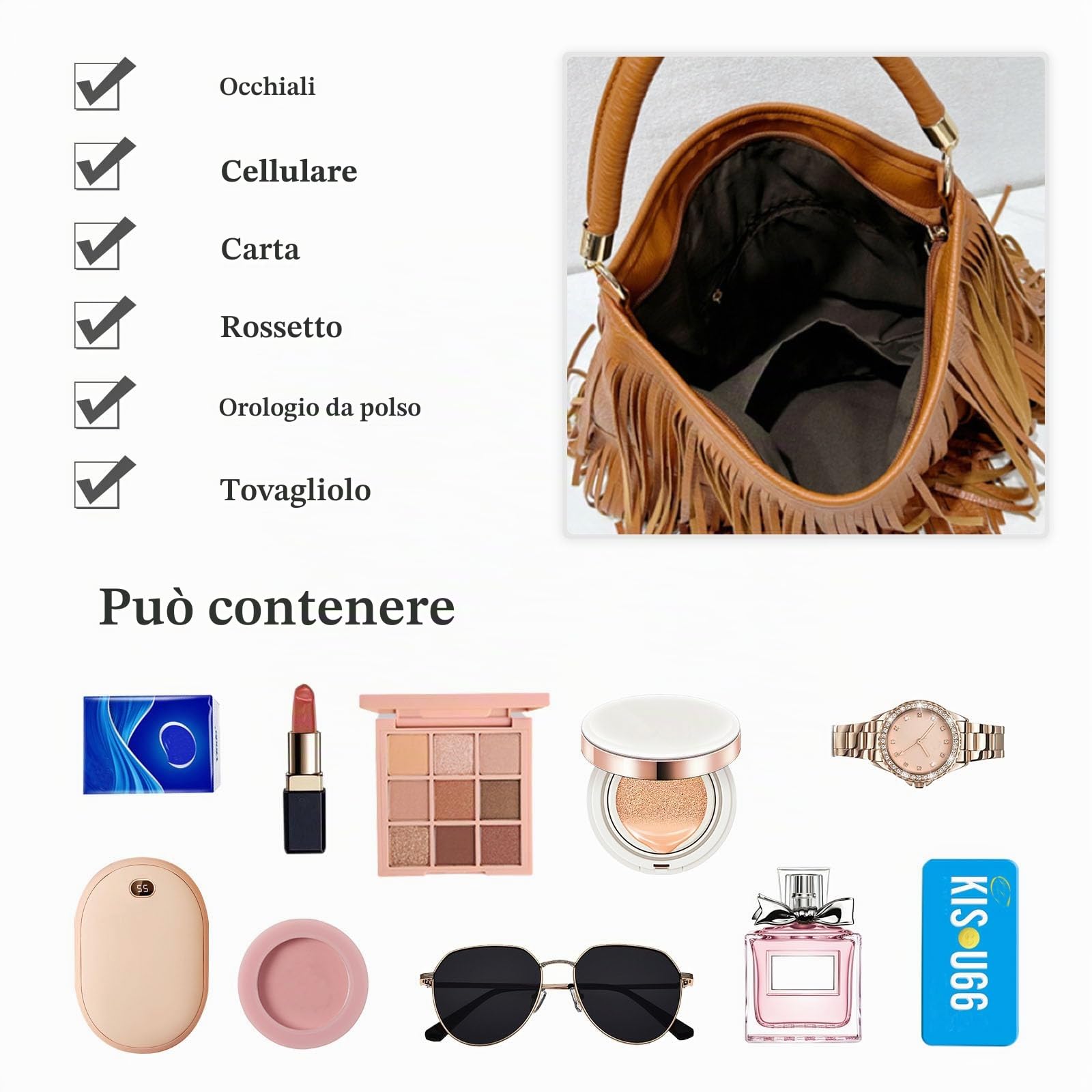 CORIOS Borsa a Mano Donna con Frange Borsa a Spalla in PU Pelle Stile Boemo Borsa a Tracolla Design con Frange Bilaterali Accessorio Trendy e Versatile Nero