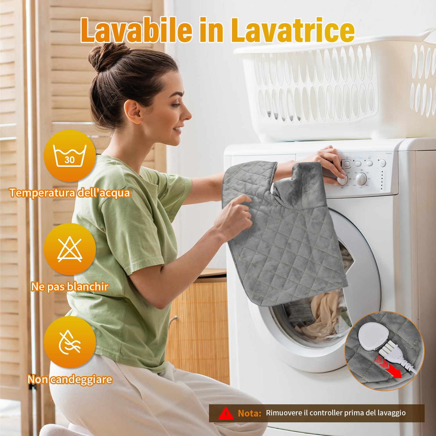 Onherm Termoforo Cervicale e Spalle 48×58cm, Cuscino Termico Elettrico per Collo e Spalle con Spegnimento Automatico, 9 Livelli di Temperatura e Timer 1-4 Ore, Flanella, Lavabile in Lavatrice