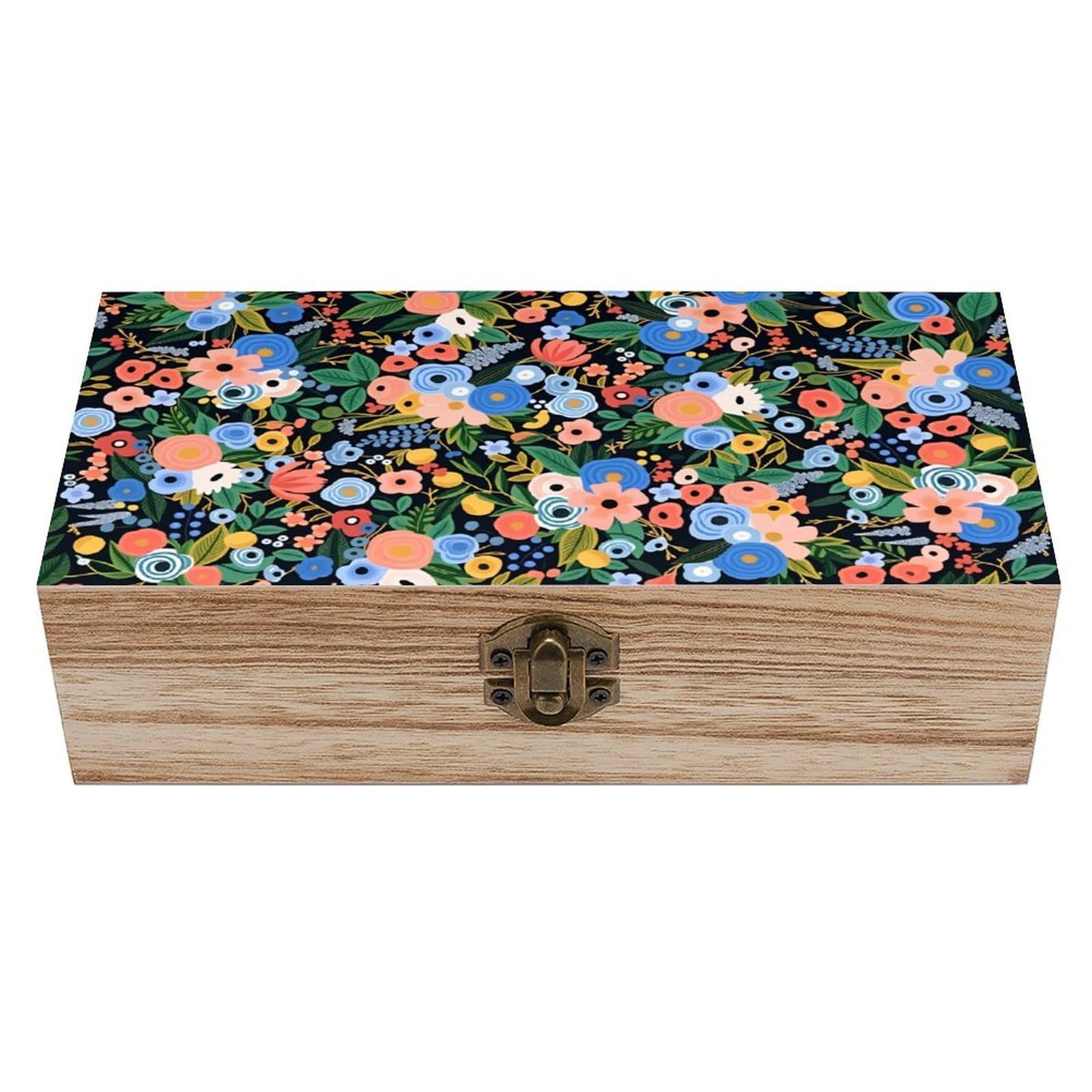 asbwuo Colorful Flower Vintage Wooden Keepsake Box