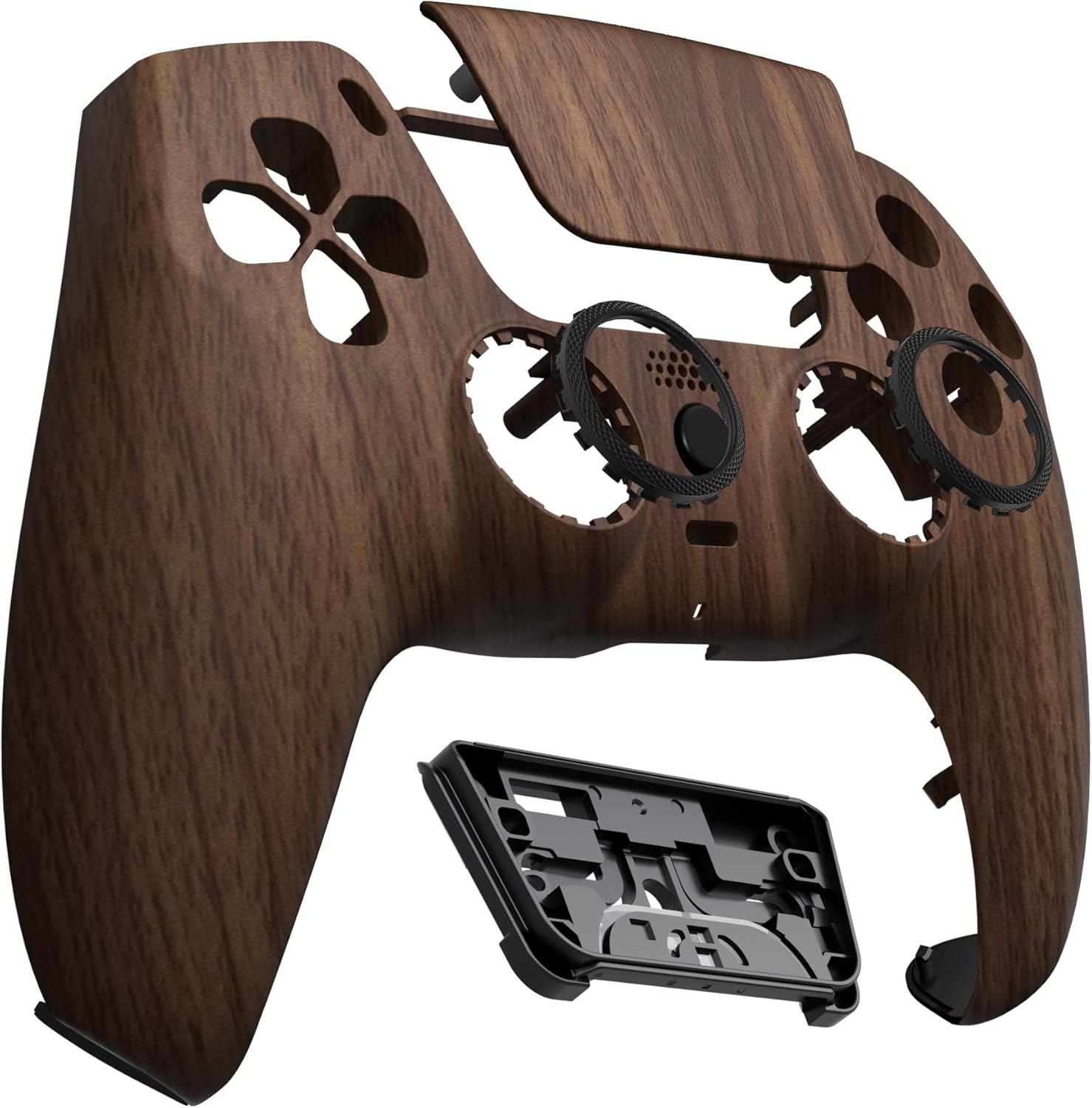 eXtremeRate Luna Redesigned Wood Grain Front Shell Touchpad Compatible with ps5 Controller BDM-010 020 BDM-030 040 050, DIY Replacement Faceplate Custom Touch Pad Cover Compatible with ps5 Controller - Image 4