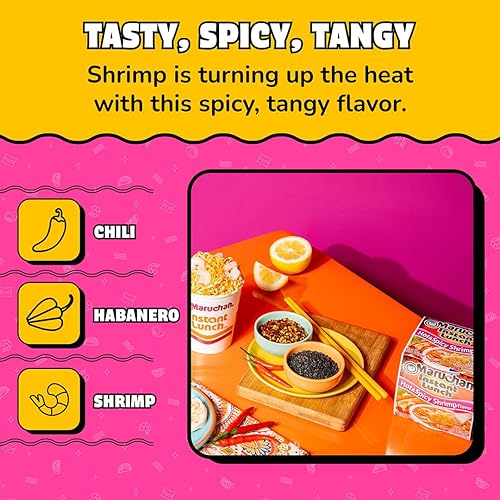 Miniatura 4 de Maruchan Fideos instantáneos para almuerzo Ramen, sabor a camarón picante – Sopa instantánea de fideos estilo japonés, comida rápida y fácil – Vaso