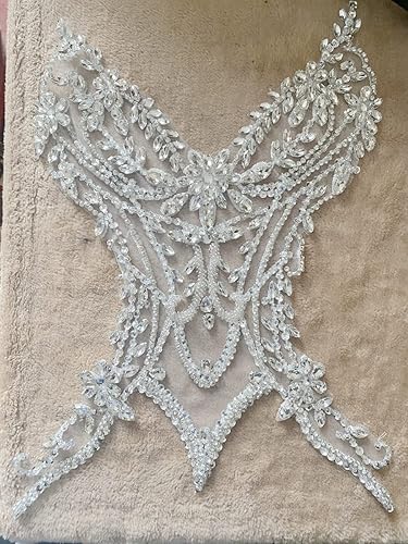 Miniatura 2 de Apliques de encaje hechos a mano con diamantes de imitación para coser en cuentas de lentejuelas para accesorios de vestir de niña (plata)