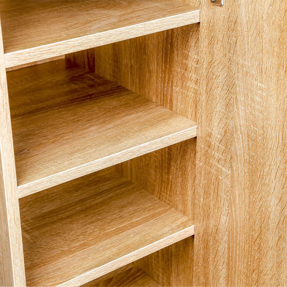BAKAJI Meuble à Chaussures Multifonction Peu encombrant, en Bois, Anti-Rayures, Meuble Porte-Chaussures avec 6 Compartiments et 5 étagères, idéal pour Maison, entrée, Bureau, Salon, 30 x 35 x 100 cm