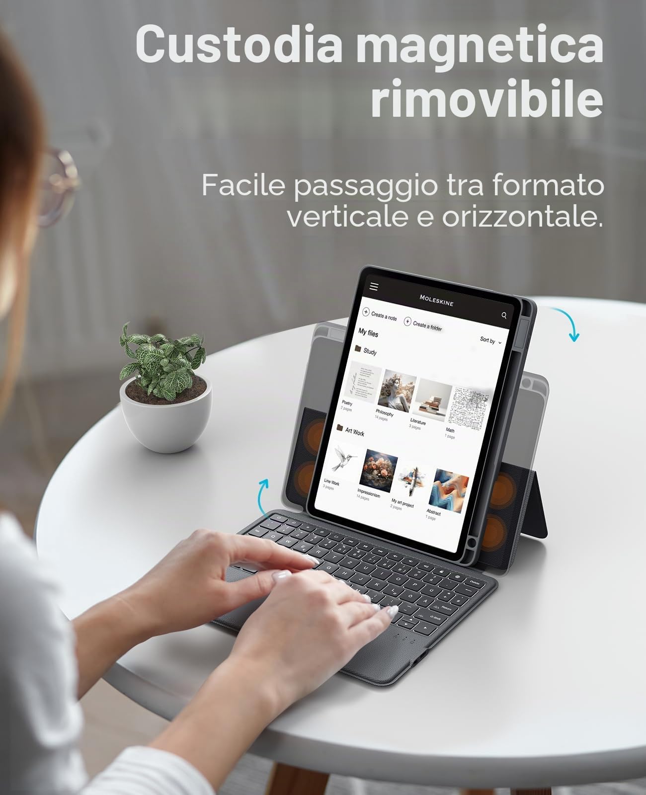 CHESONA Custodia protettiva per iPad Air 2024 con tastiera da 11", supporto posteriore robusto per iPad Air 5/4 con touchpad, supporto regolabile da 15 a 180°, tastiera QWERTZ iPad Pro 11, grigio