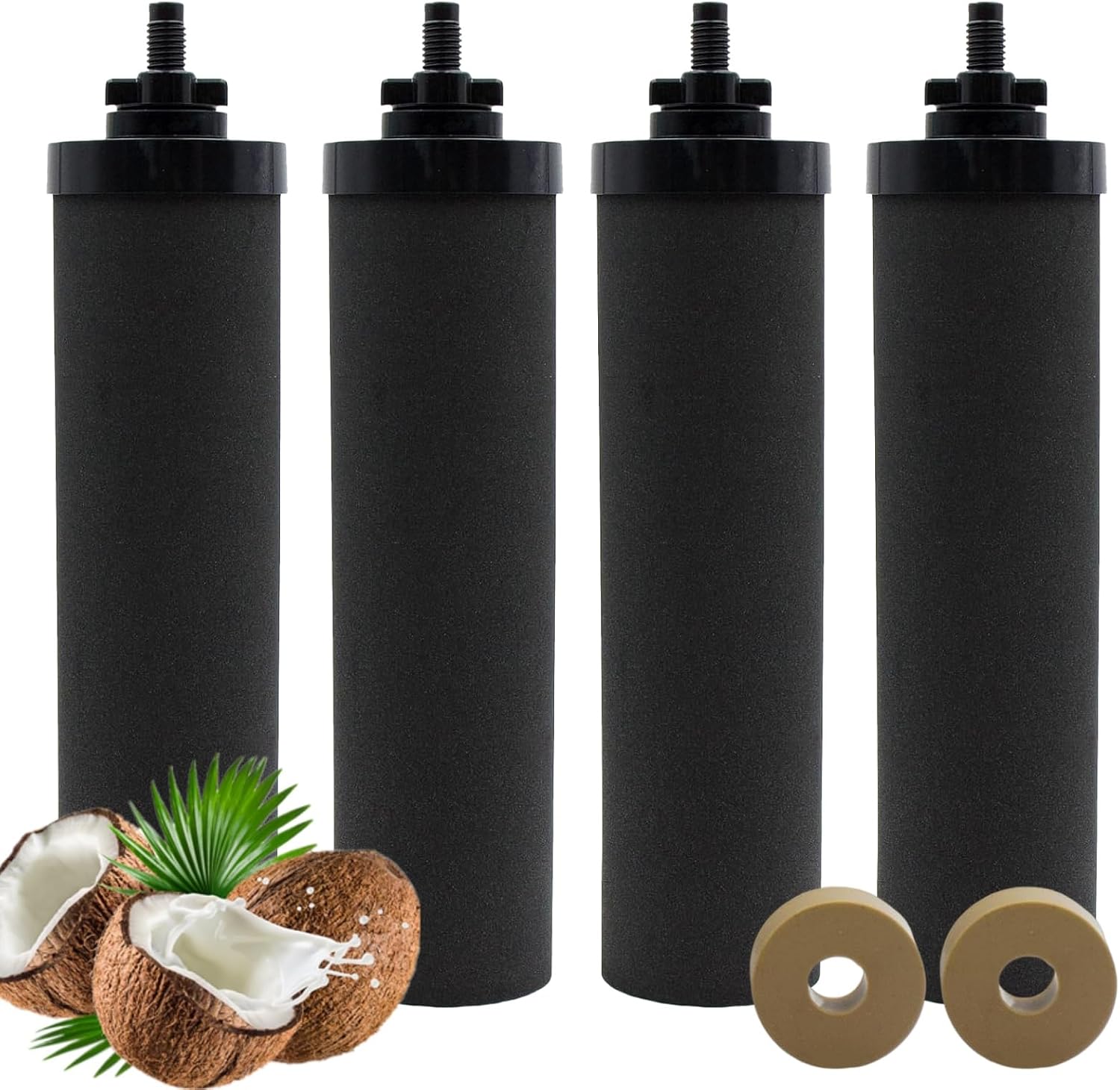 Product image of Water Filters Replacement for Berkey, 4 Pack Black Purification Elements for BB9-2 Gravity Filtration System