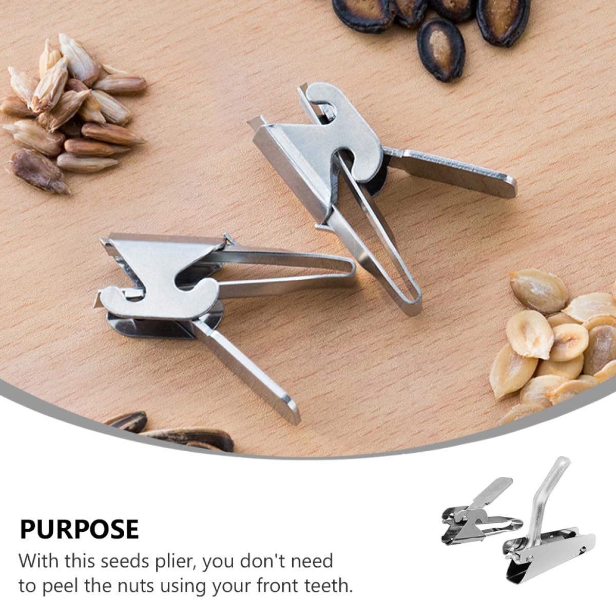 2 Pinzas de Acero Inoxidable para Pelar Piñones y Pistachos, Abridor Práctico de Nueces para Hogar y Cocina, Herramienta para Frutos Secos y Semillas