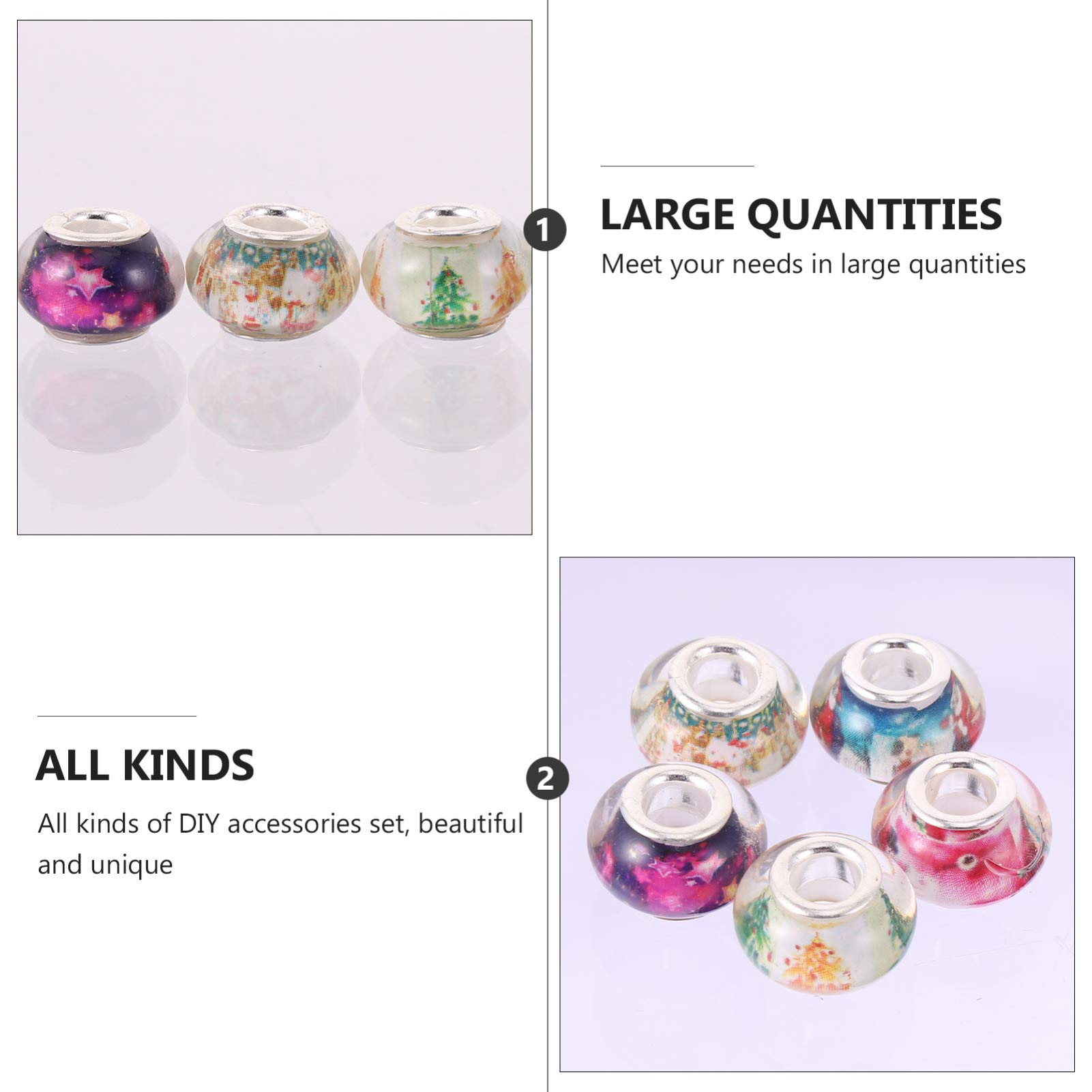 DOITOOL 2 Sätze Große Loch Spacer Perlen Charms Für Diy Schmuck Armbänder Ohrringe Bunte Glasperlen Für Bastelprojekte Und Schmuckherstellung 100 Stück * 2