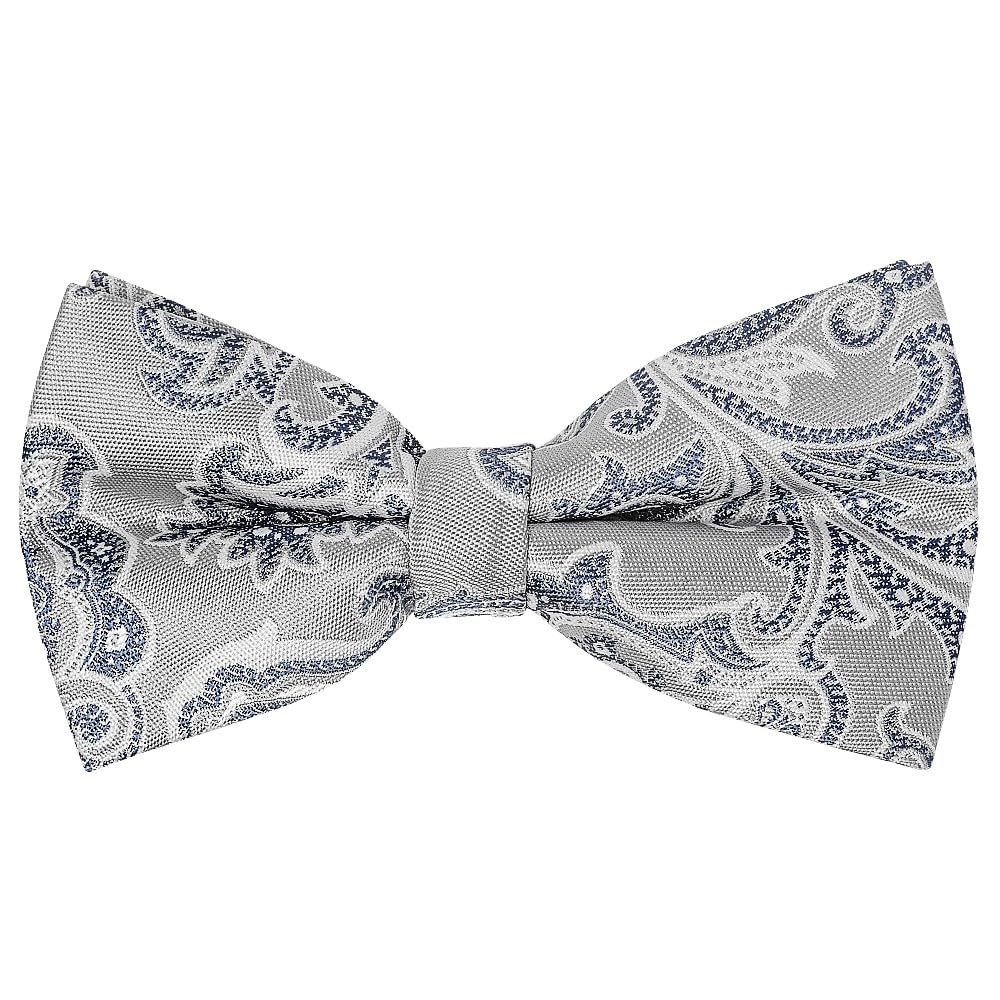 Ties R Us Boys Blue & Silver Pre Tied Silver And Blue Paisley Bow Tie Age 4-7