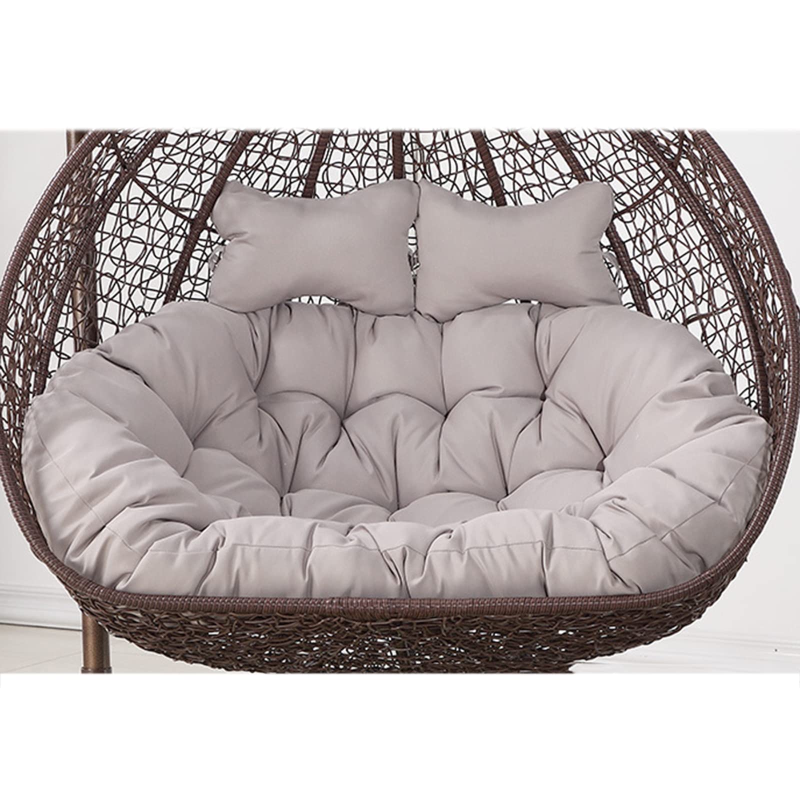 Double Egg Hanging Chair Cushion Only, 2 Person Swing Chair Cushion Waterproof, Washable Hanging Basket Seat Cushion, 16cm/6.3in Thick 2 Seater Chair Cushion for Outdoor Indoor(Color:Gray)