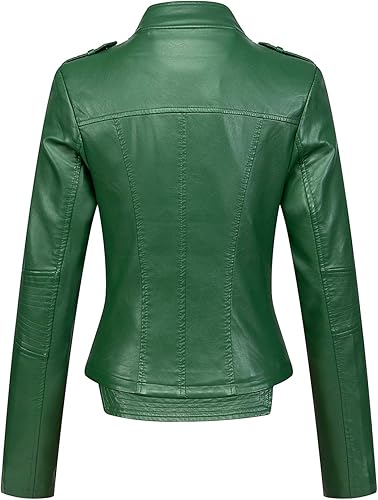 Vista 2 de chouyatou Chaqueta de moto recortada de piel sintética con cremallera asimétrica color caramelo para mujer