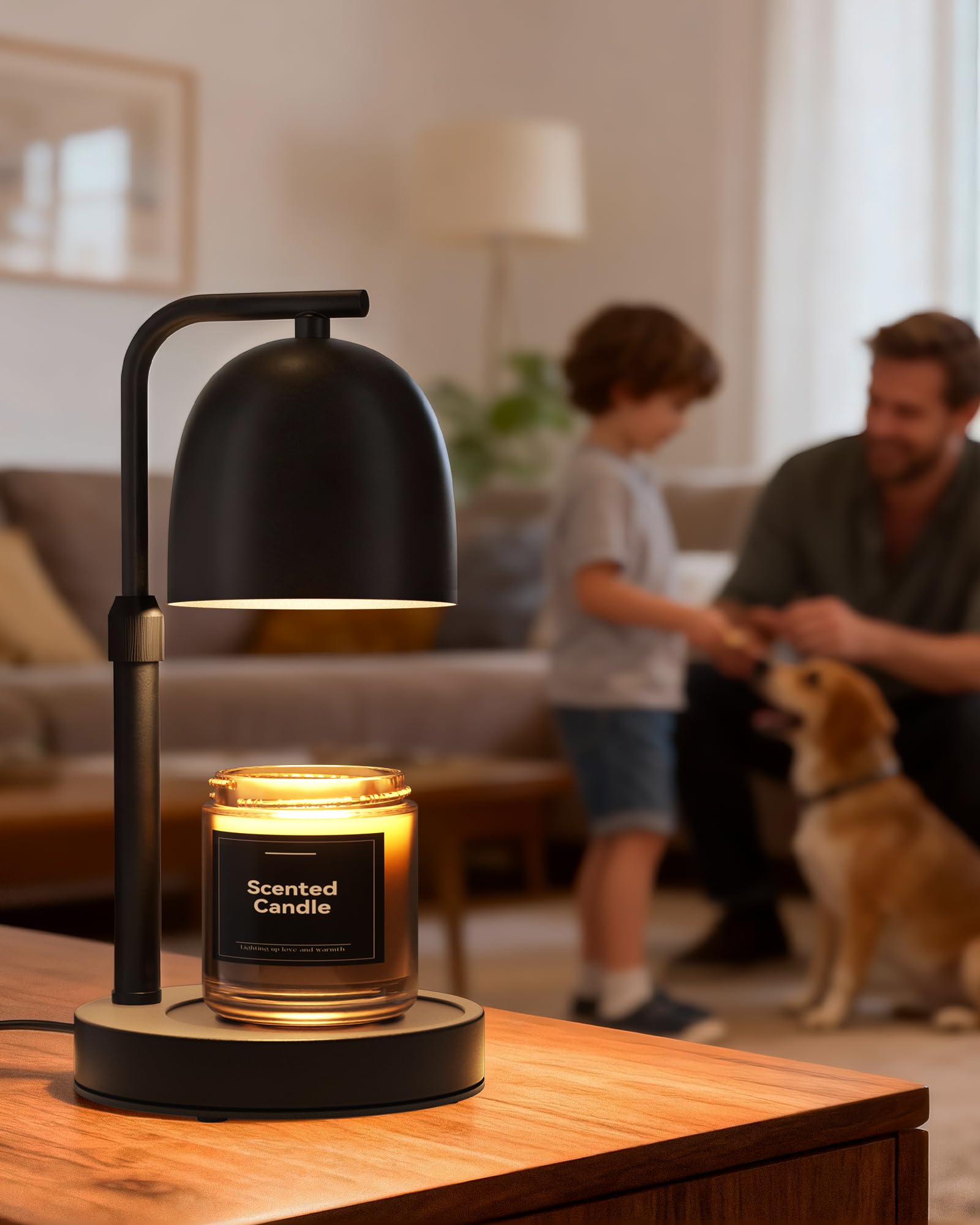 Candle Warmer Lamp with Timer & Dimmable, Adjustable Height Black Candle Warmer for Jar Candles, Birthday Gifts for Women & Men, Office Decor, House Warming Gift, Wax Melt Warmer with 2 Bulbs — view 5