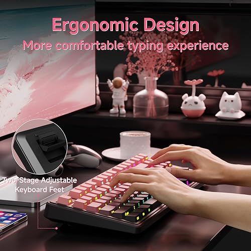 Miniatura 7 de V80 - Teclado para juegos TKL RGB con cable, diseño compacto del 80% con teclas PBT, interruptor de membrana silencioso susurro, anti-fantasma de 26