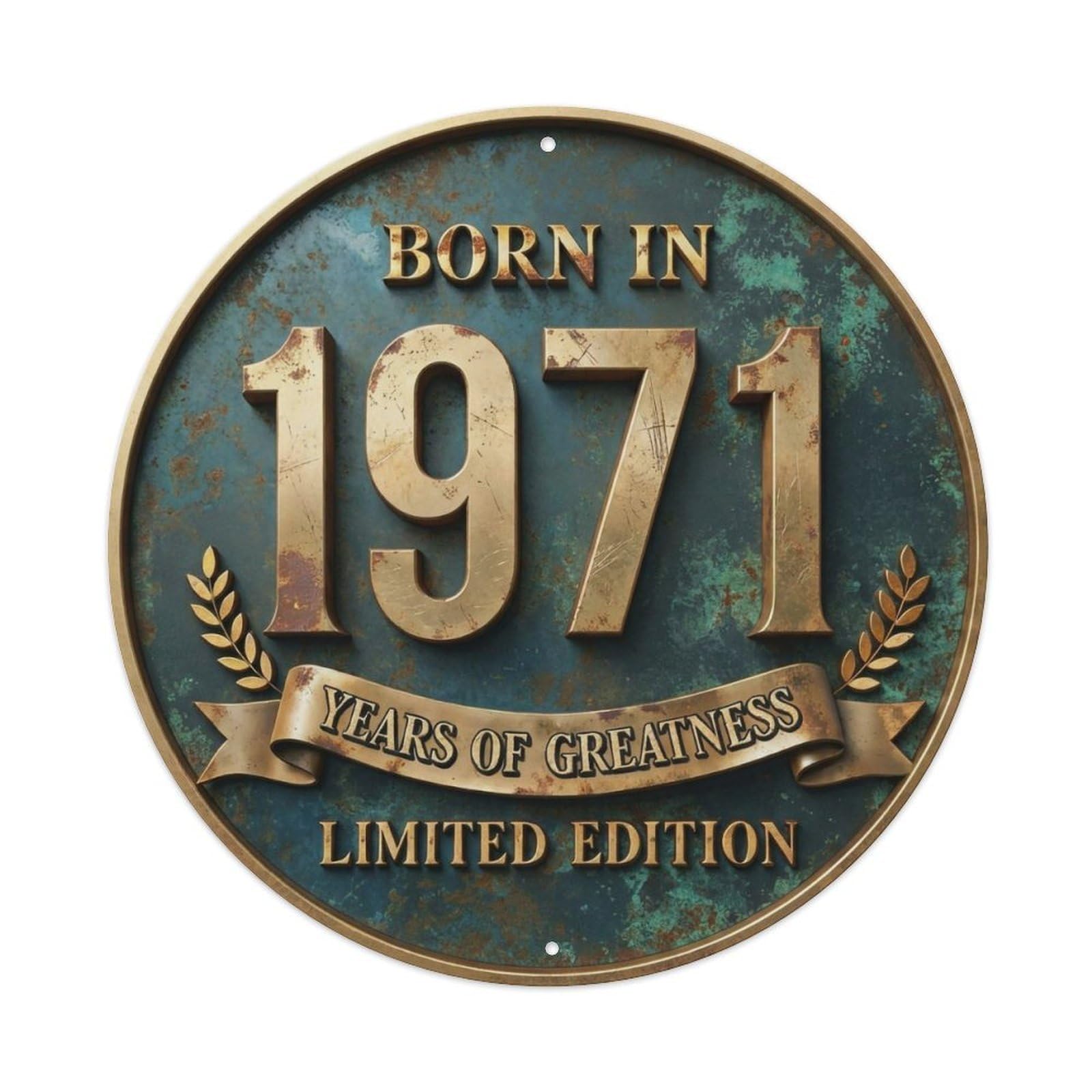 Okahys 8X8inch(20X20cm) Born In 1971 Years Of Greatness Year-Themed Birthday Gift Metal Tin Sign