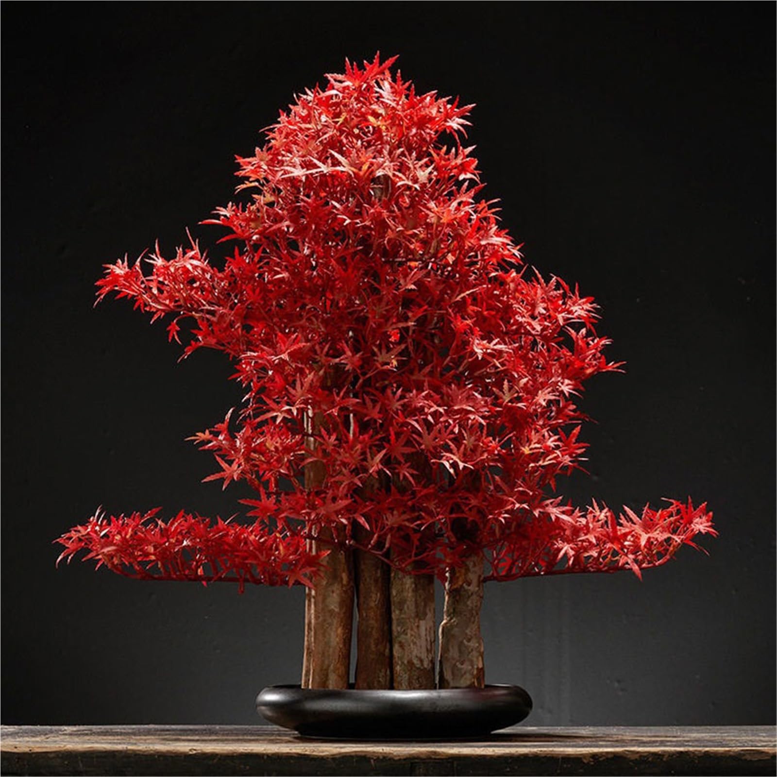 Sztuczne drzewka Bonsai Sztuczne Bonsai fałszywe zielone rośliny doniczkowe ozdoby wystrój domu(Red)