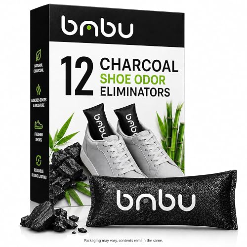 bmbu Activated Charcoal Shoe Deodorizer Inserts, 12 Pack