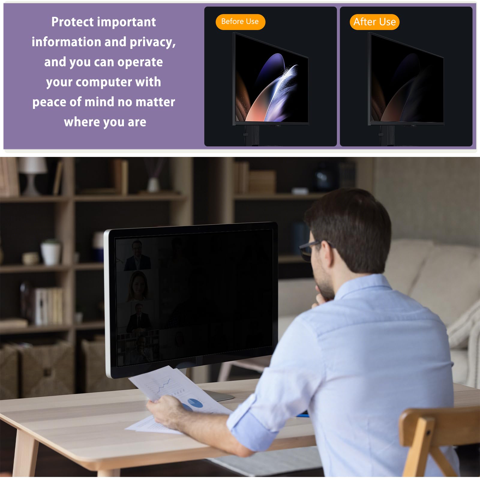 Pantalla de Privacidad 24 Pulgadas, Filtro Privacy Screen Anti UV Protector de Pantalla para Portátil 16:9