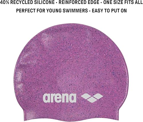 Miniatura 40 de Arena Gorra de natación clásica unisex de silicona para niñas y niños, cómoda y duradera, talla única Negro/Plateado,Verde lima