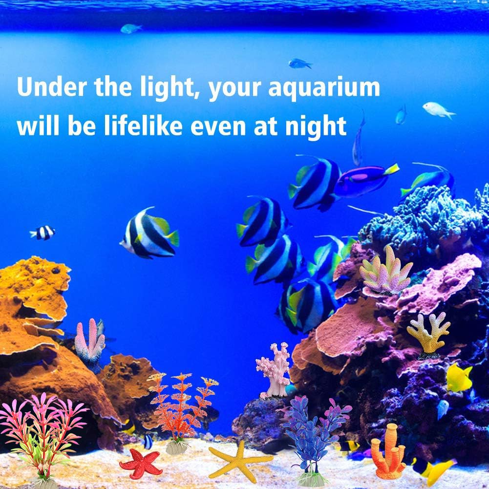EQLEF Corail Aquarium Artificielle, Corail et Aquatiques Plantes d'aquarium Décorations Ornements d'aquarium Lot de 10