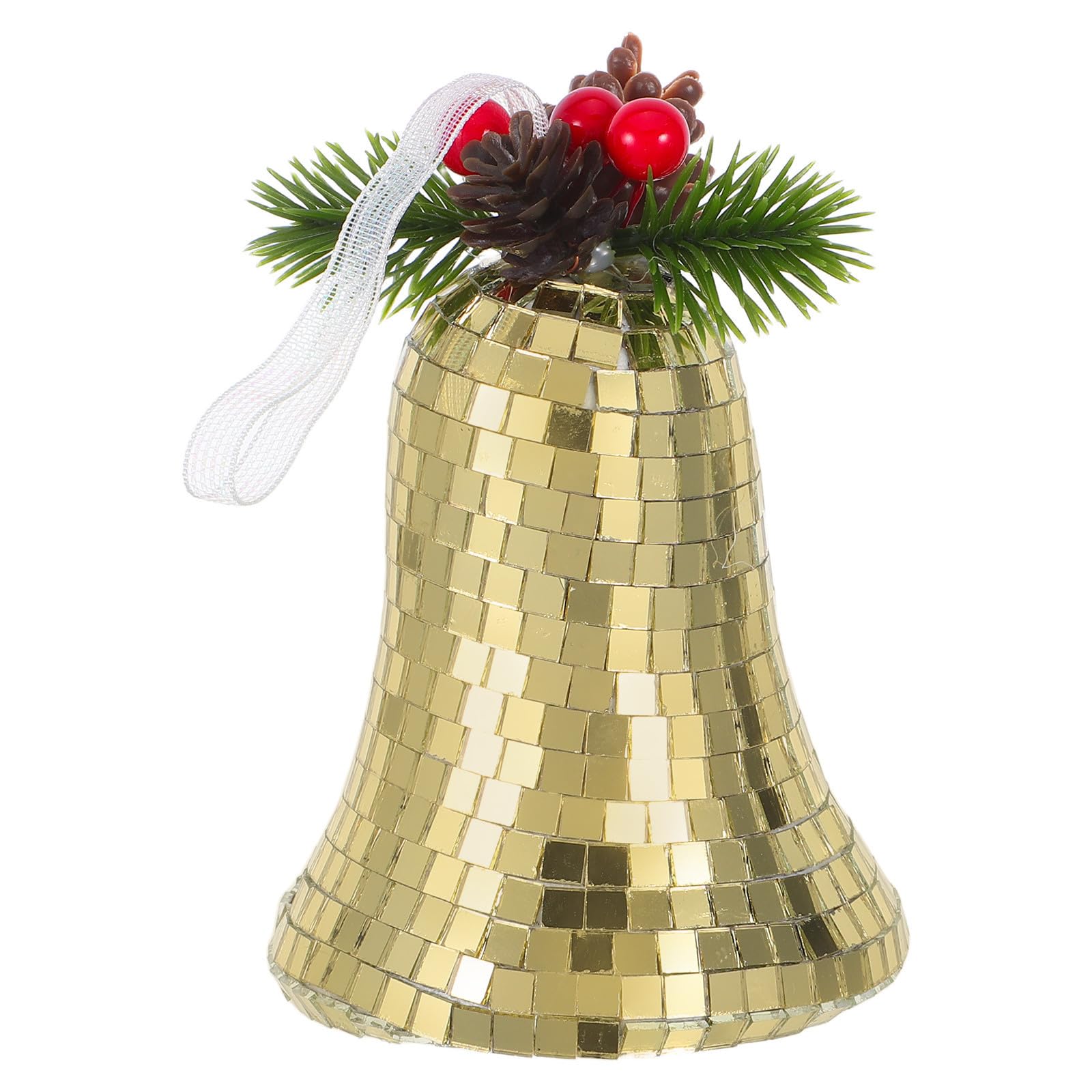 Toyvian 5 Piezas Adorno de Campana de Cristal Reflectante Dorado para Árbol