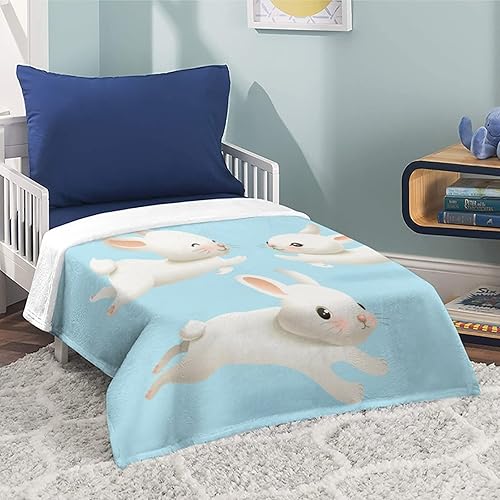 Miniatura 6 de Manta de forro polar con diseño de conejito blanco para sofá, manta gruesa y mullida, cálida y suave, para sofá, 40 x 50 pulgadas