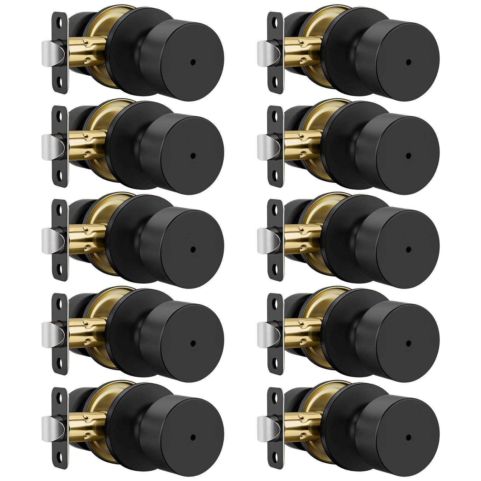 Matte Black Door Knobs - 6 Pack Privacy Locks -17