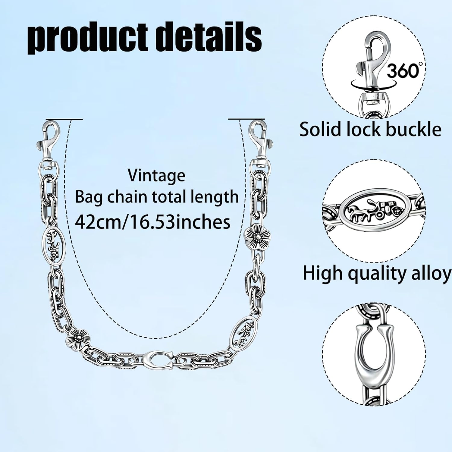 LSBDJDL Silver Cute Bag Charms Wallet Chain Keychains Gold Chain For Purse Purse Accessories For Handbags For women - Image 2