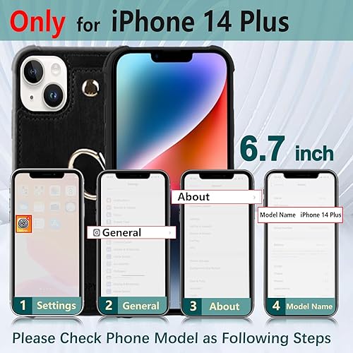 Miniatura 2 de Funda tipo cartera compatible con iPhone 14 Plus15 Plus de 6.7 pulgadas con tarjetero de crédito, funda protectora de cuero a prueba de golpes para