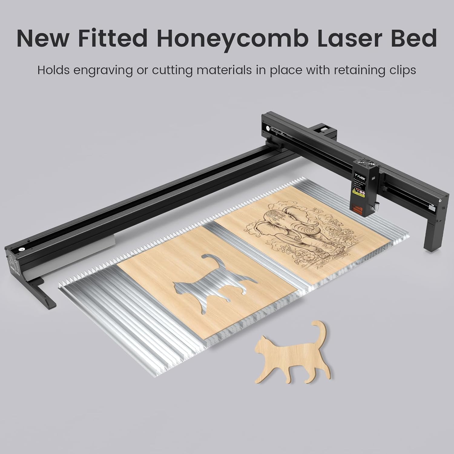 Honeycomb Laser Bed 400×400mm/400×300mm (15.75×15.75"/15.75×11.81") for Laser Engraver & Cutter, Wide Fit, Aluminum, Fast Heat & Smoke Dissipation, Desktop Protection