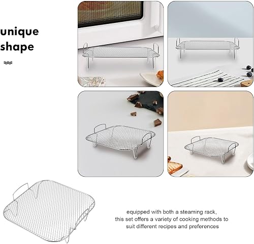 BESPORTBLE Stainless Steel Air Fryer Rack Accessory for Oven – Grilling and Steaming Shelf – Metal Cooling and BBQ Stand for Air Fryer Cooking - 3