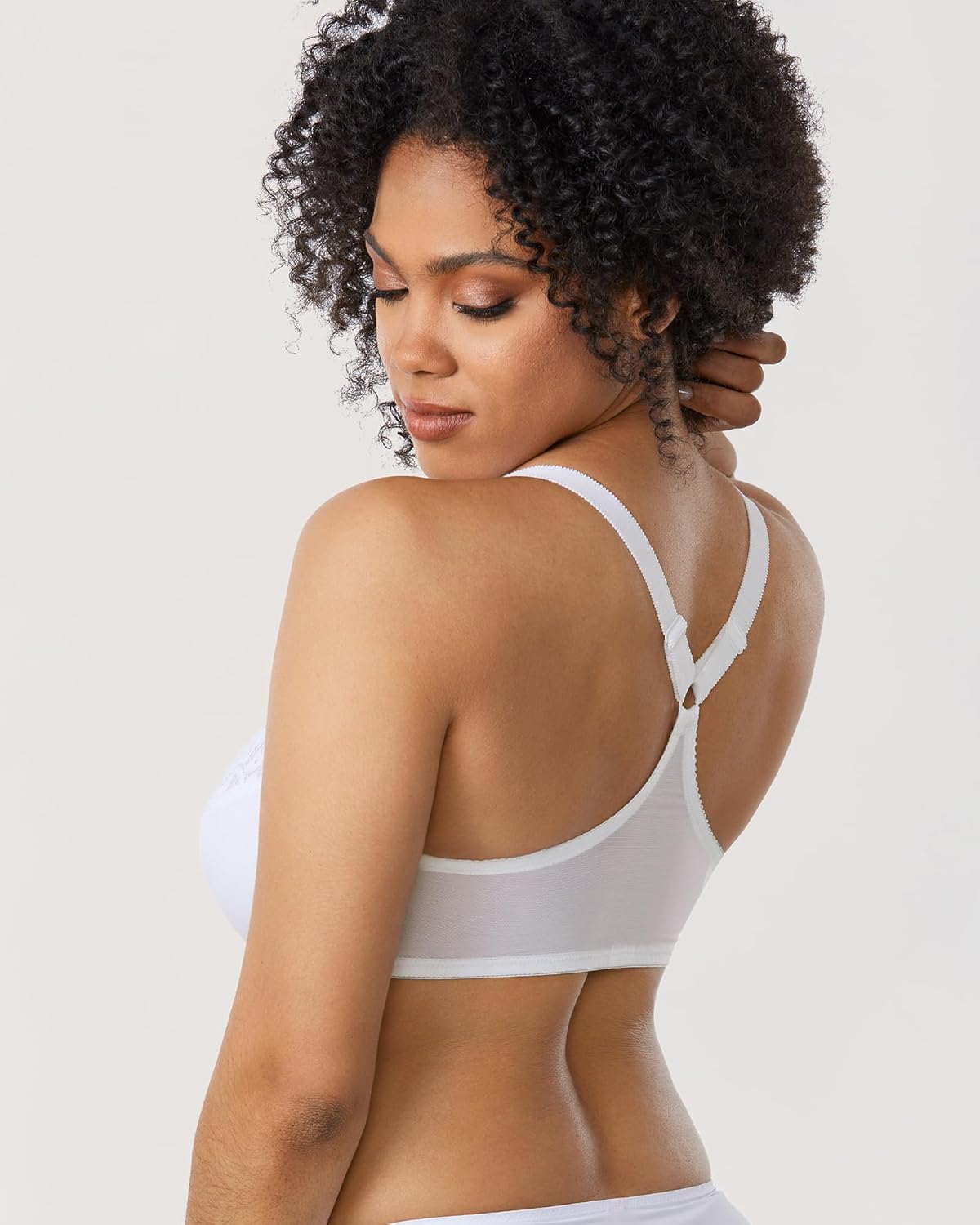 DELIMIRA Women's Front Closure Plus Size Full Coverage Lace Underwire Racerback Bra - Image 3