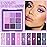 evpct 9 Colors Purple Glitter Eyeshadow Palette, Lavender Violet Purple Pink Glitter Metallic Shimmer Sparkly Eye Shadow Palette Makeup for Older Women Blue Eyes, Waterproof Highly Pigmented Eyeshadow