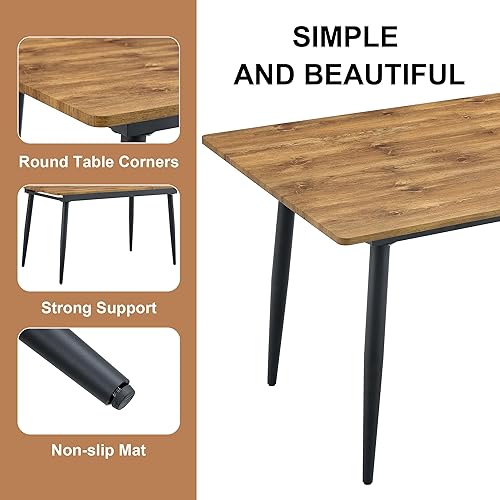 Miniatura 4 de FURNITO Mesa de comedor extensible de 59 a 75 pulgadas, mesa de comedor grande para 4-8, mesa de comedor moderna con patas de metal, mesa de comedor