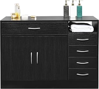 Vasitelan Barber Salon Cabinet Station for Hair Stylist, Wall Mount Hair Station, Salon Barber Storage Cabinet, Salon Beauty Equipment with Lockable Drawer